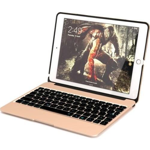 For iPad Pro 9.7 Ultra Thin Aluminum Bluetooth Russian/Hebrew/Spanish Keyboard Smart Case Cover With 7 Colors LED Backlight