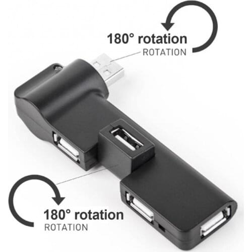 Rotatable 4 Ports USD2.0 Hub Splitter Data Cable Adapter for Car Laptop computer