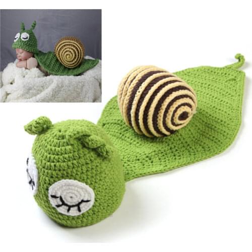 Newborn Knitted Snail Shape Photography Prop Photo Costume Sets Handmade Baby Suit Conjoined Cap