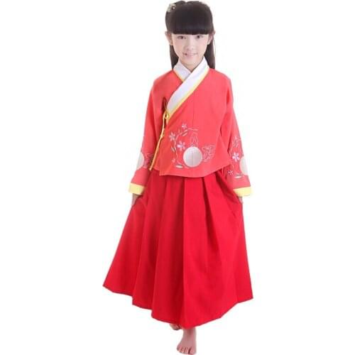 High Quality Children Chinese Ancient Costume Top+Skirt Hanfu Costume Chinese Ancient Costume Nation Dancing Dress 18