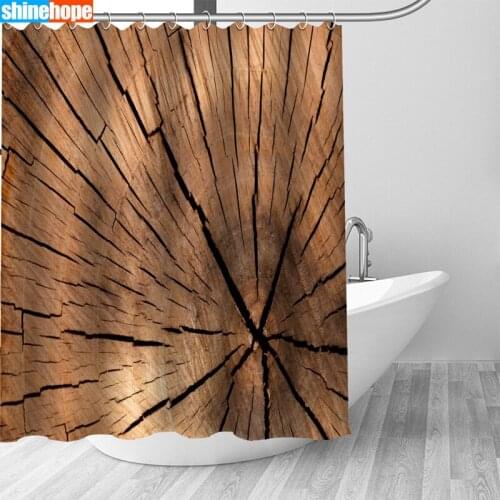 Customized Shower Curtain Wood Pattern Waterproof Polyester Bathroom Curtains High Quality Curtains for Bathroom Shower