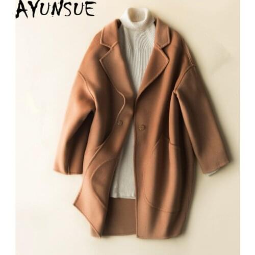 AYUNSUE casaco feminino 2020 Casual Autumn Winter Jacket Women Wool Coat Female Double-side Cashmere Coats manteau femme CS1702