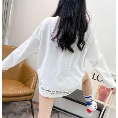 Womens Ladies cotton all-match fashion simple summer casual long sleeve top