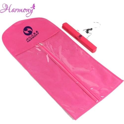 100sets Customized With logo Pink Color hair extension packing suit case bags and hair hanger hair packaging for hair extension