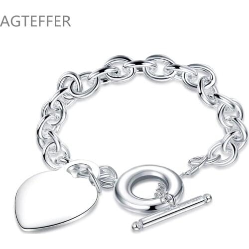 AGTEFFER 925 Sterling Silver Love Heart TO Buckle For Women Wedding Engagement Party Fashion Jewelry