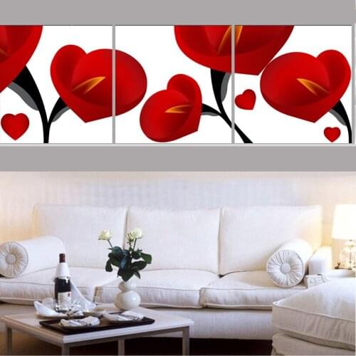 Triptych red calla lily flower Diamond Embroidery 5D DIY Diamond Painting Cross Stitch Full square round Rhinestone Mosaic ZC110