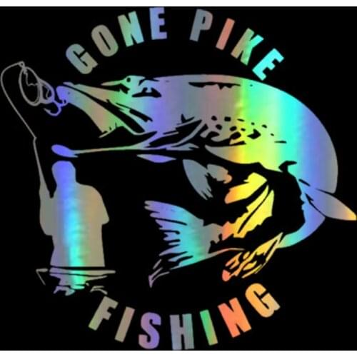 Car Stickers 3D 15.9cm*15.2cm Gone Pike Fishing Fashion Stickers and Decals Car Styling Funny Sticker On Cars