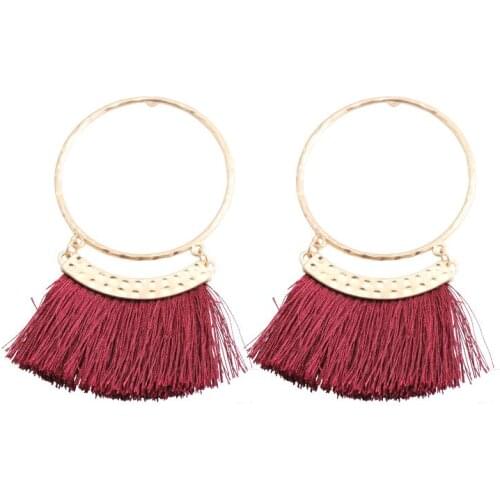 Beadsland 2017 Fashion Chic Winter Autumn New Drop earring Bohemia Colorful Fan Short Tassel String Women Earring
