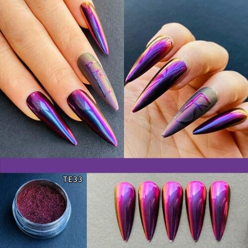 Nail Art Chalk Mirror Powder Metallic Nail Glitter Holographics Chrome Dust Sparkling Flakes Pigment Manicur Nail Art Decor