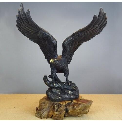 Large # Original ART # office home shop Magic company Desk decorative Golden brass Eagle bird ART work statue Mascot