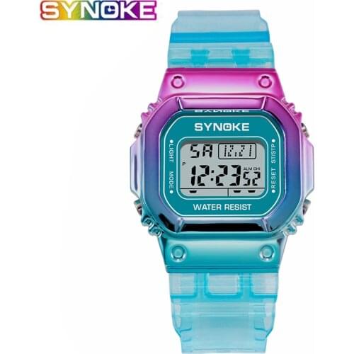 SYNOKE Ladies Watch LED Luminous Fashion Digital Women Men Colorful Sports New Unisex Alarm WristWatches Clocks reloj mujer