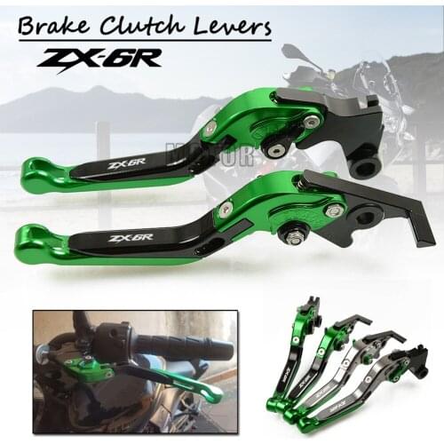 CNC Aluminum Motorcycle Adjustable Folding Brake Clutch Levers For Kawasaki ZX6R/ZX636R/ZX6RR Motorbike Foldable ZX 6 636 R RR
