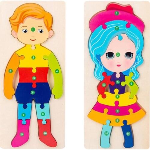 Colorful Wood Puzzle Jigsaw Board Kids Shape Color Teaching Cognitive Toys
