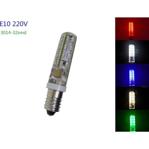 E10 220V LED 3014 32smd 220V Mechanical equipment bulb Lighting bulb E10 LED BULB red blue Electric bulb green small thread base