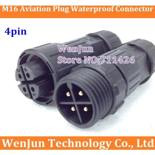 Hot Sale M16 4pin 4P Aviation Plug/ Waterproof connector , M16 4core Female + Male cable connector Welding type
