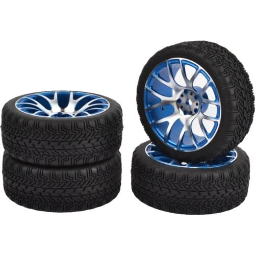 RCAIDONG 4PCS 1:10 Aluminum Alloy Wheel Rims with Rubber Tires for HPI HSP On Road Racing Car
