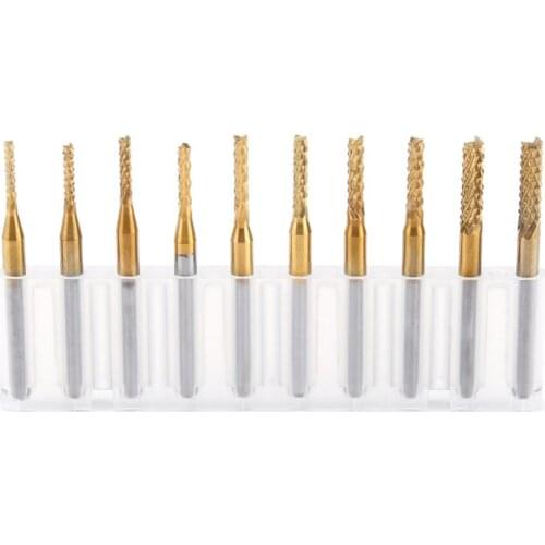 10Pcs/Set Coat Tungsten Carbide End Mills Router Bits Engraving CNC Burrs Set Milling Cutter Power Tools