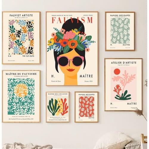 Colorful Coral Sun Girl Shapes Abstract Wall Art Canvas Painting Nordic Posters And Prints Wall Pictures For Living Room Decor