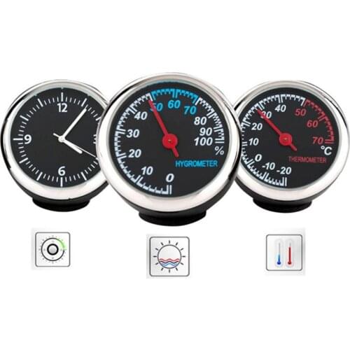 Round Shape Car Automobile Digital Clock Auto Watch/Thermometer/Hygrometer Car Interior Decoration Ornament Car Styling