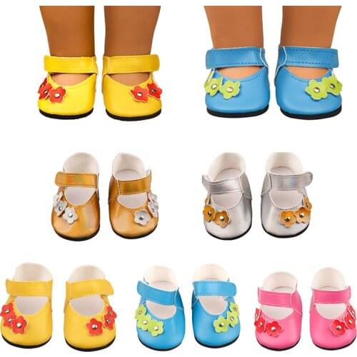 Single Flower Doll Shoes Fit 18 Inch American & 43 Cm Baby New Born Doll Accessories Generation Girls Sandal Toy Gift