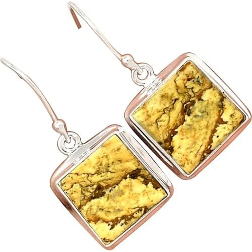 Lovegem Genuine PICTURE JASPER EARRING 925 Sterling Silver,31 mm, AE1633