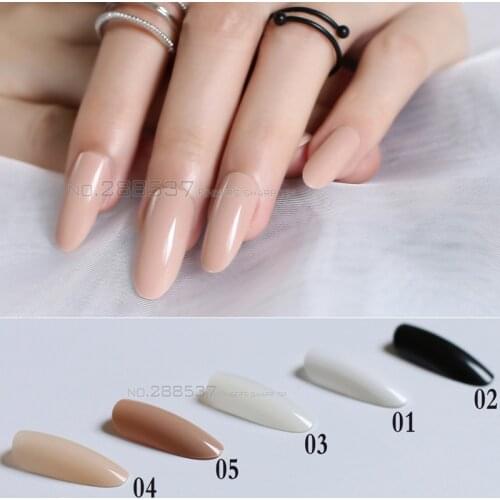New Black White Almond long oval head Solid color Round blown False nails 24pcs Full set end end product Full Tips Fake nails