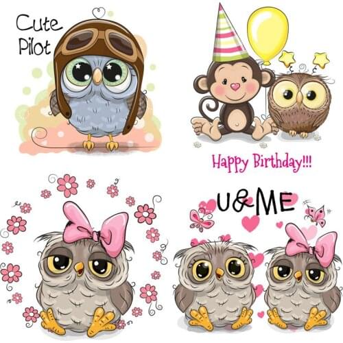 Cute animal Cartoon Clothing Stickers Iron On Patches Diy Heat Transfers Patch For Clothes Boy Girl T-shirt Appliques Decoration