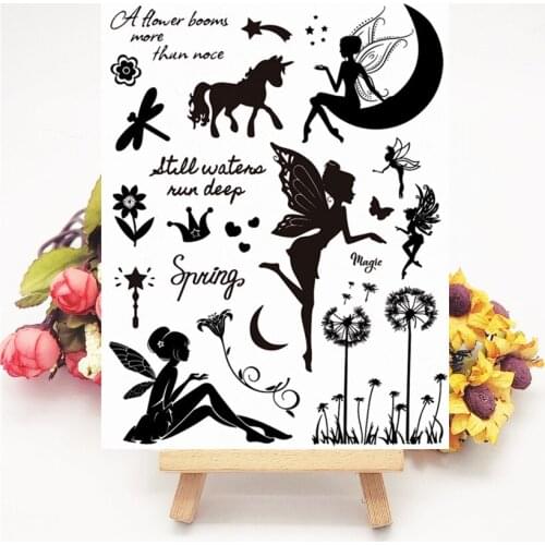 Wholesale Clear Stamps 10pcs 14x Elven fairy Transparent Seal Silicone Seal Roller Stamps DIY Scrapbook Album / Card Production