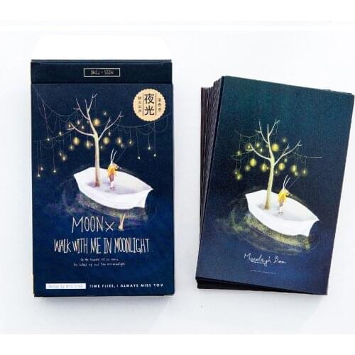 30 Sheets/Set Moonlight Baron Luminous Postcard Greeting Card Message Card Birthday Gift Card