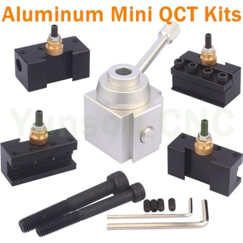 KX Mini Piston type Aluminum Quick Change Tool QCT Kits 1pcs Tool Post turret+4pcs Tool holders for 7*12,7*14,7*16 Mini Lathe