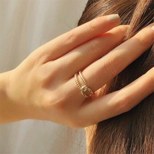 Simple Style Stainless Steel Gold Ring Adjustable Size For Women