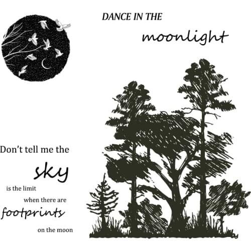 Moonlight Tree Clear Stamps For DIY Scrapbooking Card Making Silicone Stamps Fun Decoration Supplies