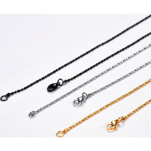 Rice and Ball Beads Link Chain Necklace for Mens Womens,Pendant Necklace Accessory,Stainless Steel Chain ,18-30 in,1.5mm