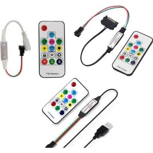 LED Controller 17Key RF Wireless Remote DC USB SATA for WS2811 WS2812B SK6812 WS2813 WS2815 Full Dream Color LED Strip light