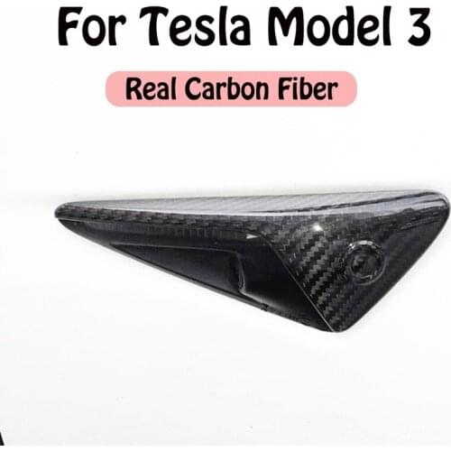 Real Carbon Fiber Leaf Board Decoration For Tesla Model 3 Accessories Leaf Carbody Sticker For Tesla Model S For Tesla Model X