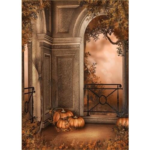 Vintage Arch Pumpkins Halloween Photo Backgrounds Custom Vinyl Backdrop for Children Baby Party Photobooth Photography Props