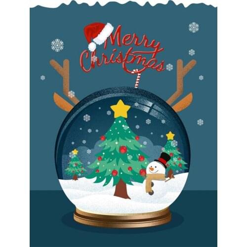 Snow Globe Printed Water-Soluble Canvas 11CT Cross-Stitch Set DIY Embroidery DMC Threads Sewing Knitting Handmade Decor