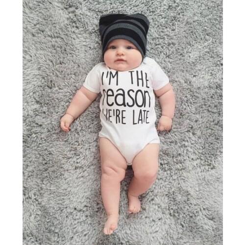 I'm The Reason We're Late Print Summer Newborn Baby Funny Romper Infant Boys GirlsJumpsuit Toddler Short Sleeve Playsuit