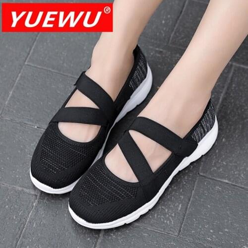 YUEWU Womens Casual Shoes Women Flats Sneaker Shallow Casual Shoes Ladies Mesh Breathable Plus Size Ultra Light Velcro Trainers
