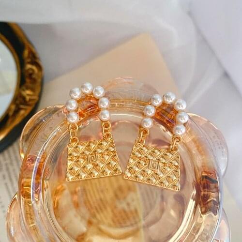 New Fashion Versatile Personality Retro Pearl Bag Earrings Women Accessories