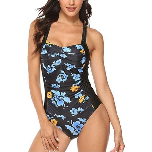 Summer Sexy Strap Floral Print Swimwear Women One Piece Swimsuit Beach Casual Adjustable Backless Swimwear Maillot De Bain Femme