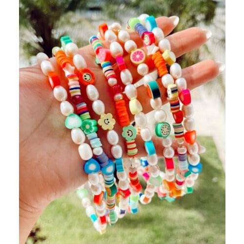 Vedawas Newest Neon Pearl Necklace for Women Elegant Daisy Tai Ji Heart Animal Beads Collar Choker Necklace Handmade Jewelry Ins