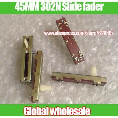 10pcs 45MM 302N Slide fader / single-joint slide potentiometer B10K / white outer foot shank 10MM / 45MM width 9MM high 5MM