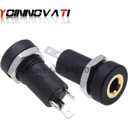 10PCS PJ392A 3.5MM Audio Jack Socket 3 Pole Black Stereo Solder Panel Mount Gold With Nuts PJ-392A