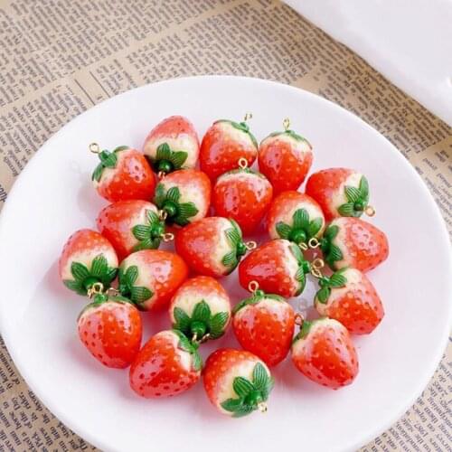 10pcs/pack 3D Mushroom/Strawberry Fruit Resin Charms Pendant Earring DIY Fashion Jewelry Accessories