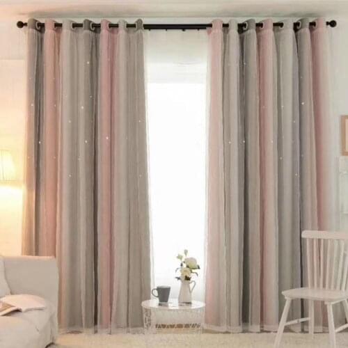 100x250CM Hollow Stars100x250CM Hollow Stars Blackout Curtain Double Layers of Cloth Yarn Curtain Home Lckout Curtain Home Decor