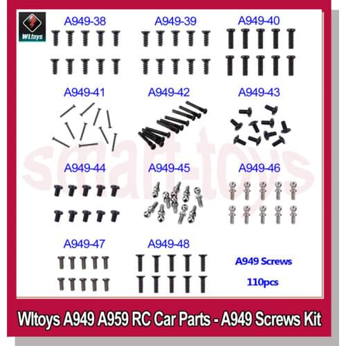 110Pcs Screws Ball Round Flat Head Screw For Wltoys A949 A959 A959-B A969 A979 RC Car Parts A949-38 A949-39 A949-40 A949-41