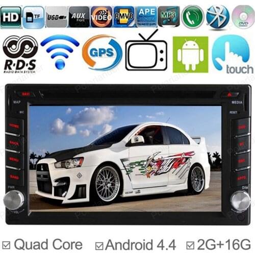 2 din For Android 4.4 For all cars Support 3G DVR OBD Digital TV 2G/16G Quad Core Universal Car Radio DVD GPS Navi Bluetooth