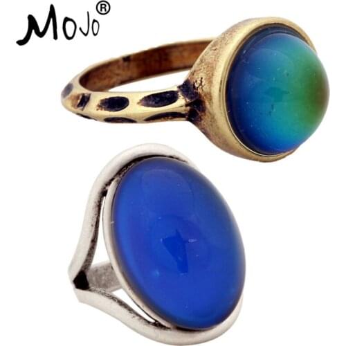 2PCS Vintage Bohemia Retro Color Change Mood Ring Emotion Feeling Changeable Ring Temperature Control Ring for Women RG002-RS022