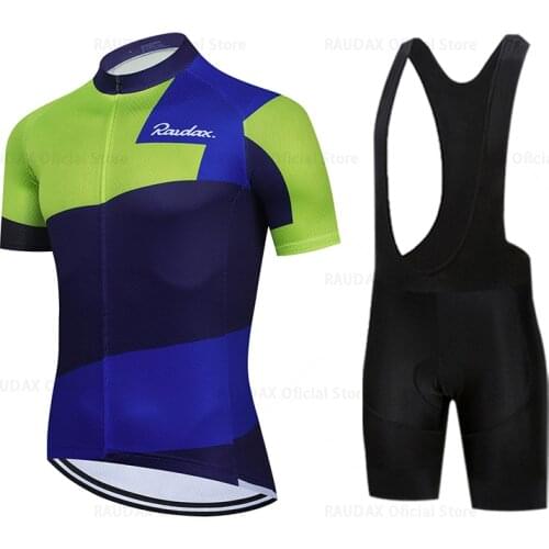 2021 Men Cycling Jersey Set Pro Team Raudax Summer Bicycle Cycling Clothing Bike Clothes Mountain Sports Thin Set Cycling Suit
